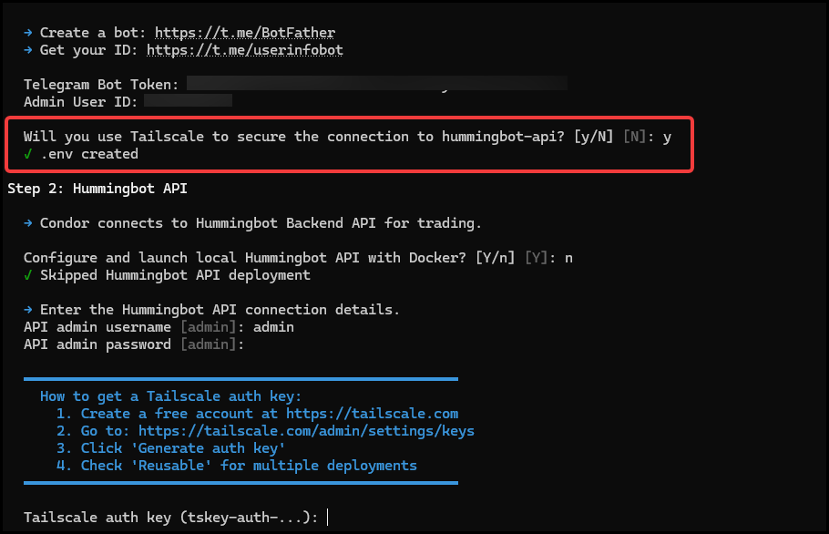 Condor setup — remote API via Tailscale (add screenshot)